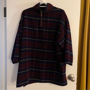 Vintage Plaid Poncho Style Shirt
